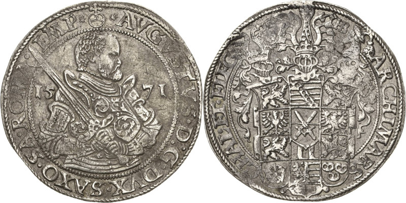 Sachsen-Kurlinie ab 1547 (Albertiner)
August 1553-1586 Taler 1571, HB-Dresden K...