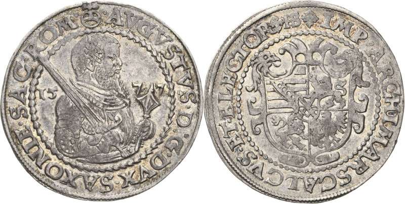 Sachsen-Kurlinie ab 1547 (Albertiner)
August 1553-1586 1/2 Taler 1577, HB-Dresd...