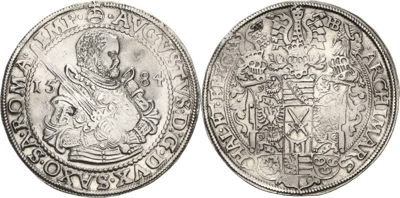 Sachsen-Kurlinie ab 1547 (Albertiner)
August 1553-1586 Taler 1584, HB-Dresden K...