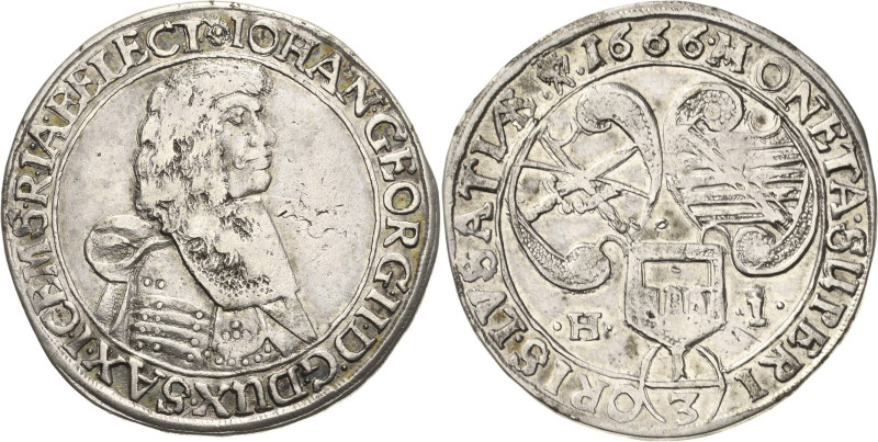 Sachsen-Kurlinie ab 1547 (Albertiner)
Johann Georg II. 1656-1680 1/3 Taler 1666...