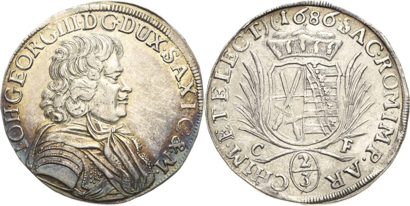 Sachsen-Kurlinie ab 1547 (Albertiner)
Johann Georg III. 1680-1691 2/3 Taler 168...