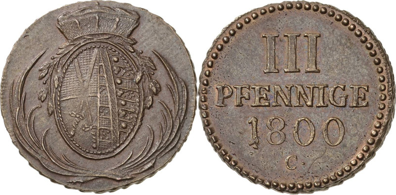 Sachsen-Kurlinie ab 1547 (Albertiner)
Friedrich August III. 1763-1806 3 Pfennig...