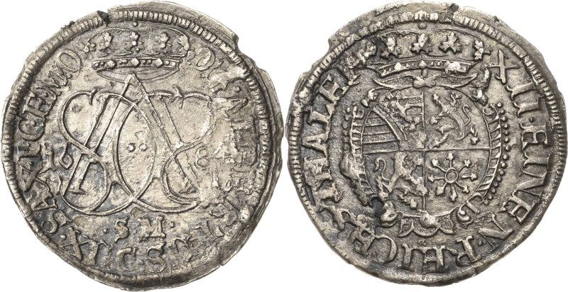 Sachsen-Coburg
Albrecht III. 1680-1699 1/12 Taler 1684, SM-Hanau Monogramm KOR ...