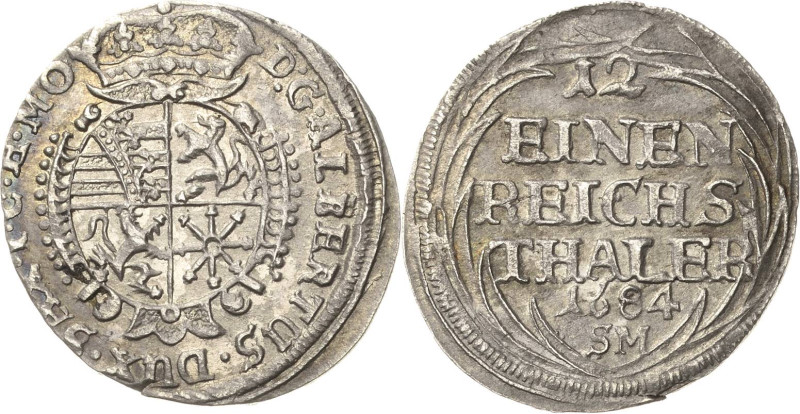 Sachsen-Coburg
Albrecht III. 1680-1699 1/12 Taler 1684, SM-Hanau KOR 548 Grasse...