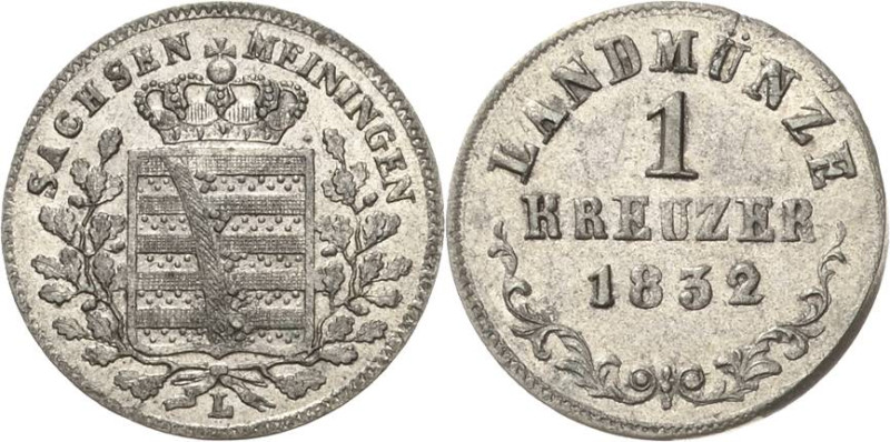 Sachsen-Meiningen
Bernhard Erich Freund 1803-1866 Kreuzer 1832, L-Saalfeld AKS ...