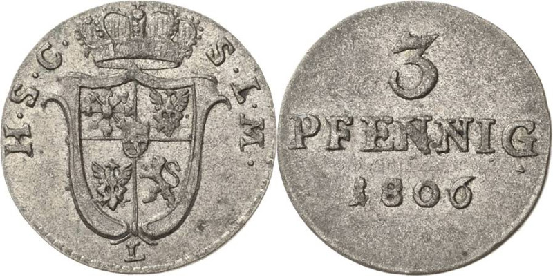 Sachsen-Coburg-Saalfeld
Franz Friedrich Anton 1800-1806 3 Pfennig 1806, L-Saalf...