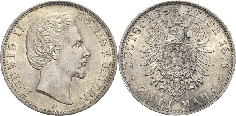 Bayern
Ludwig II. 1864-1886 2 Mark 1876 D Jaeger 41 Vorzüglich