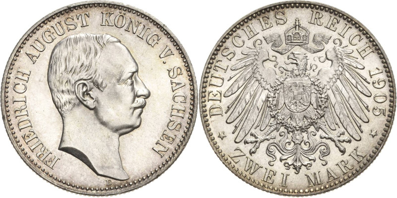 Sachsen
Friedrich August III. 1904-1918 2 Mark 1905 E Jaeger 134 Stempelglanz