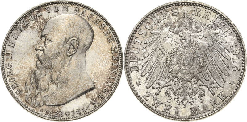 Sachsen-Meiningen
Georg II. 1866-1914 2 Mark 1915 (D) Auf seinen Tod Jaeger 154...