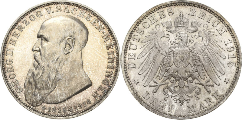 Sachsen-Meiningen
Georg II. 1866-1914 3 Mark 1915 (D) Auf seinen Tod Jaeger 155...