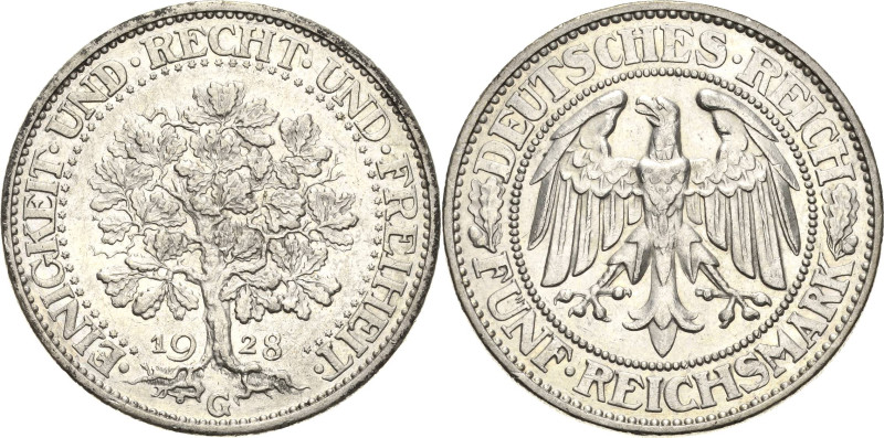 5 Reichsmark 1928 G Eichbaum Jaeger 331 Sehr schön-vorzüglich