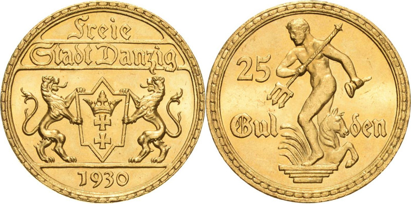 25 Gulden 1930 (A) Neptun mit Dreizack Jaeger D 11 GOLD. Seltenes und attraktive...