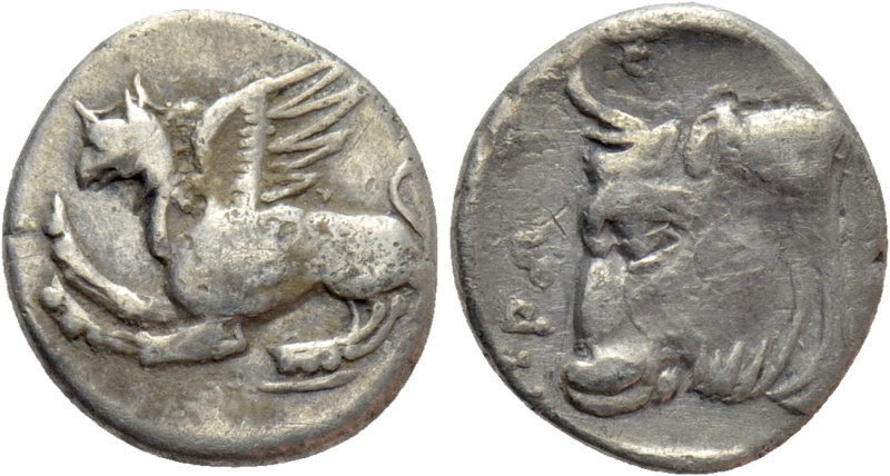 THRACE. Abdera. Diobol (Circa 395-360 BC). Protes, magistrate. 

Obv: Griffin ...