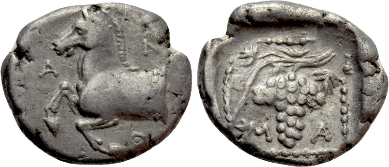 THRACE. Maroneia. Triobol (398-385 BC). 

Obv: A N Θ. 
Forepart of horse left...