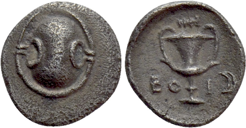 BOEOTIA. Federal Coinage. Obol (Circa 395-340 BC). 

Obv: Boiotian shield.
Re...