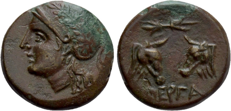 MYSIA. Pergamon. Ae (Circa 310-282 BC). 

Obv: Helmeted and laureate head of A...