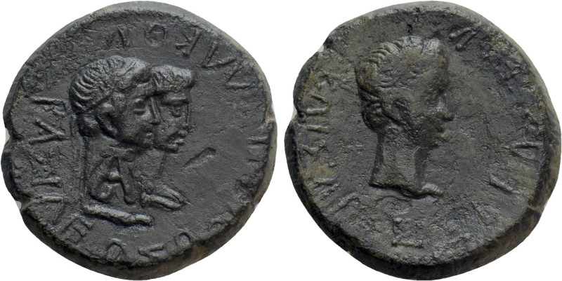 KINGS OF THRACE (Sapean). Rhoemetalces I & Pythodoris, with Augustus (Circa 11 B...