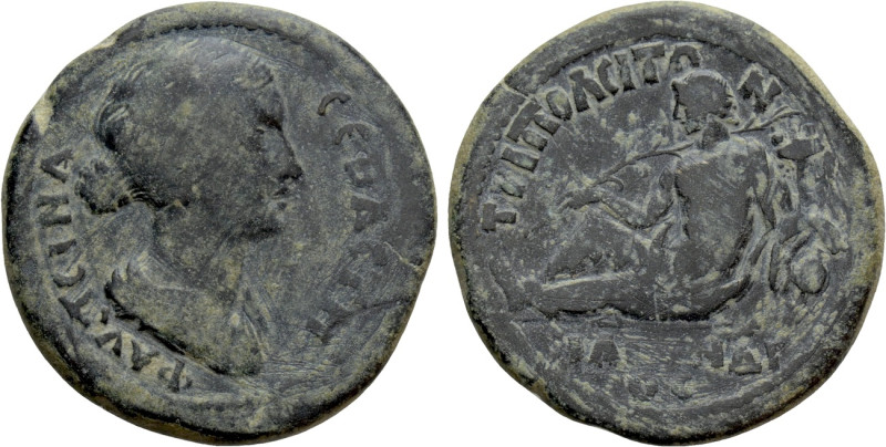 LYDIA. Tripolis. Faustina II (Augusta, 147-176). Ae. 

Obv: ΦΑVϹΤЄΙΝΑ ϹЄΒΑϹΤΗ....