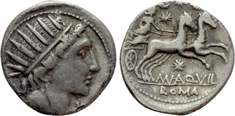 MAN. AQUILIUS. Denarius (109-108 BC). Rome. 

Obv: Radiate head of Sol right; ...