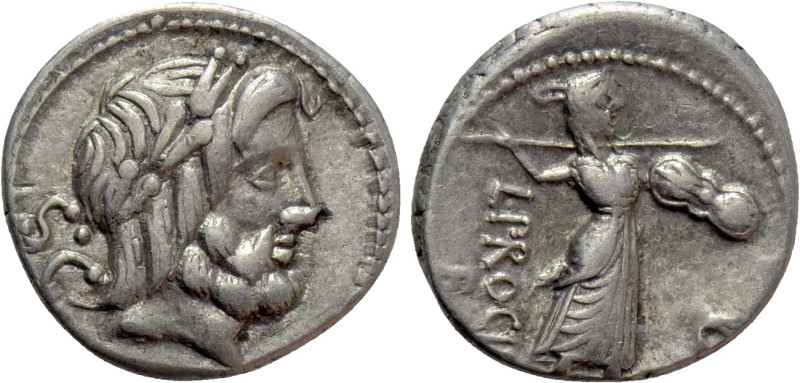 L. PROCILIUS. Denarius (80 BC). Rome. 

Obv: Laureate head of Jupiter right; S...