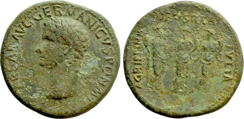 CALIGULA (37-41). Sestertius. Rome. 

Obv: C CAESAR AVG GERMANIVCVS PON M TR P...