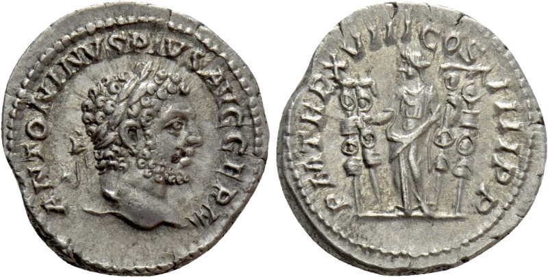 CARACALLA (197-217). Denarius. Rome. 

Obv: ANTONINVS PIVS AVG GERM. 
Laureat...