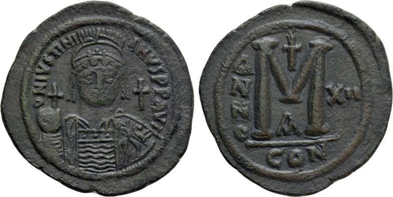 JUSTINIAN I (527-565). Follis. Constantinople. Dated RY 12 (538/9). 

Obv: D N...