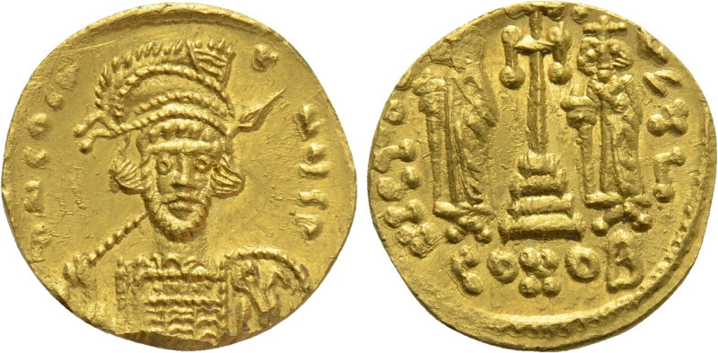 CONSTANTINE IV POGONATUS with HERACLIUS and TIBERIUS (668-685). GOLD Solidus. Co...