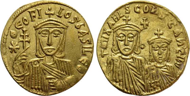 THEOPHILUS with CONSTANTINE and MICHAEL II (829-842). GOLD Solidus. Constantinop...