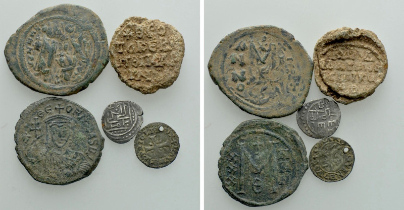 5 Byzantine and Medieval Coins and Seals. 

Obv: .
Rev: .

. 

Condition:...