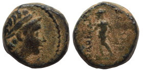 SELEUKID KINGS of SYRIA. Antiochos III ‘the Great’. 222-187 BC. Ae (bronze, 2.30 g, 14 mm), Antioch. Laureate head of Antiochos as Apollo. Rev. Apollo...