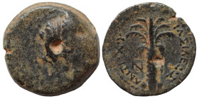 SELEUKID KINGS of SYRIA. Antiochos V Eupator, 164-162 BC. Ae (bronze, 2.59 g, 16 mm), Tyre. Diademed head of Antiochus V right. Rev. BAΣΙΛΕΩΣ ANTIOXΟΥ...