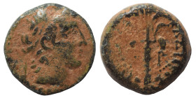 SELEUKID KINGS of SYRIA. Demetrios I Soter, 162-150 BC. Ae (bronze, 2.26 g, 14 mm), Tyre. Diademed head of Demetrius I right. Rev. [BAΣΙΛΕΩΣ ΔHMHTPIOY...