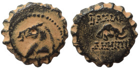 SELEUKID KINGS of SYRIA. Demetrios I Soter, 162-150 BC. Ae serrate (bronze, 3.80 g, 16 mm), Antioch. Head of horse left. Rev. BAΣIΛEΩΣ / ΔHMHTPIOY Hea...