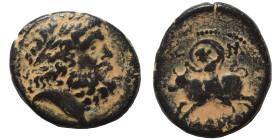 PHOENICIA. Sidon, 1st century BC. Ae (7.81 g, 24 mm). Laureate head of Zeus right. Rev. Δ - N / ΣΙΔΩΝΙΩΝ Europa seated facing on bull advancing left, ...
