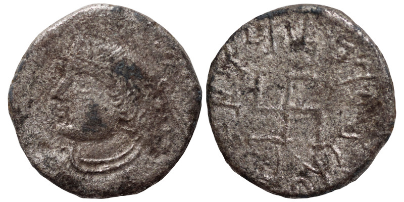 Paratarajas. BI drachm (billon, 1.63 g, 15 mm). Crowned bust to left. Rev. Swast...