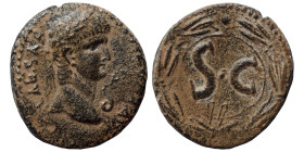 SYRIA, Seleucis and Pieria. Antioch. Nero, 54-68 AD. Ae (bronze, 6.70 g, 21 mm) [IM · NER · CLAV] CAESAR Laureate head of Nero, right; serpent in fron...