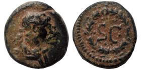 SYRIA, Seleucis and Pieria, Antioch. Trajan, 98-117. Half Quadrans (bronze, 1.13 g, 12 mm). Rome, for use in Syria, 116. Laureate and draped bust of T...