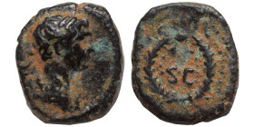 SYRIA, Seleucis and Pieria, Antioch. Trajan, 98-117. Half Quadrans (bronze, 1.18 g, 12 mm). Rome, for use in Syria, 116. Laureate and draped bust of T...