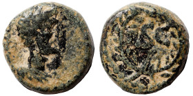 SYRIA, Seleucis and Pieria. Antioch. Hadrian. 117-138. Half Quadrans (bronze, 1.10 g, 10 mm). Laureate, draped, and cuirassed bust right, seen from be...