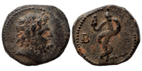 SYRIA, Seleucis and Pieria. Antioch. Pseudo-autonomous, 2nd century. Ae Tessera (bronze, 3.08 g, 16 mm). Head of Asklepios left. Rev. Serpent-entwined...