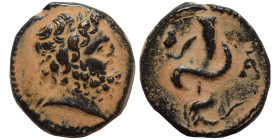 SYRIA, Seleucis and Pieria. Antioch. Pseudo-autonomous, 2nd century. Ae Tessera (bronze, 2.27 g, 15 mm). Head of Asklepios right. Rev. Serpent-entwine...