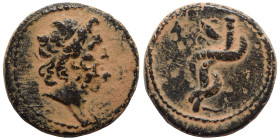 SYRIA, Seleucis and Pieria. Antioch. Pseudo-autonomous, 2nd century. Ae Tessera (bronze, 4.28 g, 17 mm). Head of Asklepius right. Rev. Serpent-entwine...