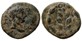 SYRIA, Cyrrhestica. Beroea. Hadrian, 117-138. Chalkous (bronze, 1.96 g, 16 mm). ΑΥΤΟΚ ΚΑΙC ΤΡΑΙ ΑΔΡ Laureate head of Hadrian to right. Rev. Β-Є Laurel...