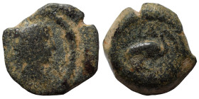 EGYPT. Alexandria. Hadrian (?), 117-138. Dichalkon (bronze, 1.90 g, 15 mm), Laureate head to right. Rev. L Ibis standing right. Nearly very fine.