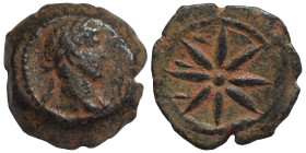 EGYPT. Alexandria. Hadrian, 117-138. Chalkous (bronze, 1.15 g, 12 mm). Laureate head right; I to right. Rev. Eight-rayed star. RPC III 5710; Dattari (...
