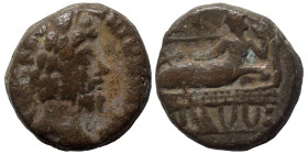 EGYPT. Alexandria. Marcus Aurelius, 161-180. BI Tetradrachm (bronze, 9.84 g, 20 mm). Laureate head right. Rev. Tyche reclining on couch left, wearing ...