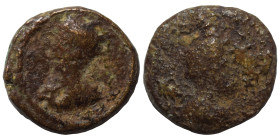 PALMYRENE. Palmyra. Pseudo-autonomous issue, circa 2nd-3rd centuries AD. Ae (bronze, 1.52 g, 12 mm). Draped bust of Atargatis right; crecsent behind, ...
