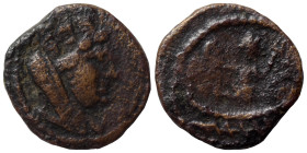 PALMYRENE. Palmyra. Pseudo-autonomous issue, circa 2nd-3rd centuries AD. Ae (bronze, 0.77 g, 11 mm). Bust of Athena right. Rev. Astarte standing in ga...