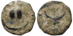 MESOPOTAMIA. Carrhae. Pseudo-autonomous issue, late 2nd century AD. Ae (bronze, 0.98 g, 10 mm). Crab. Rev. [KAPPOH] Star above filleted crescent set o...